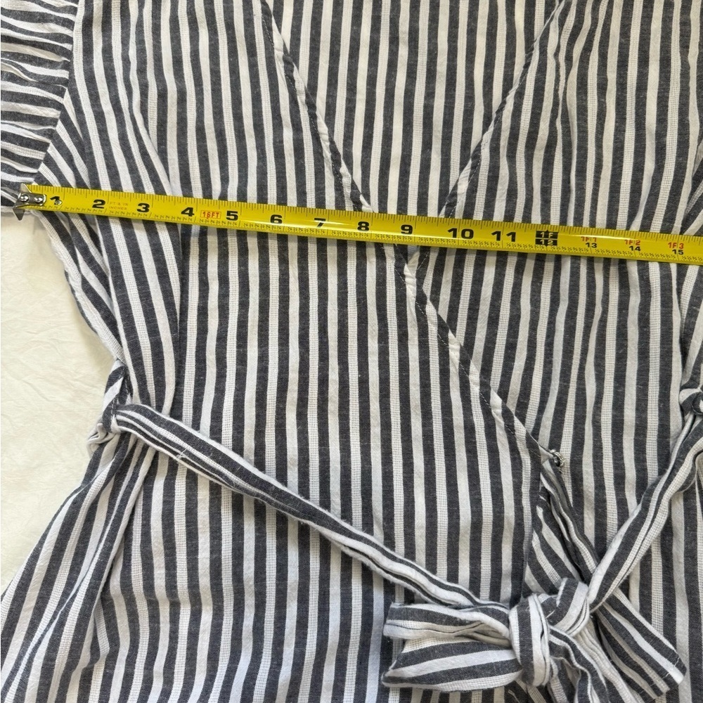 Striped Ruffle Wrap Dress - Picture 9 of 10